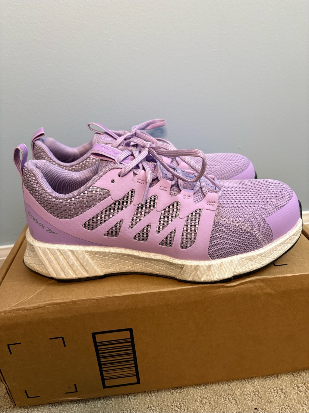 Reebok Women's Lavender Mesh Working Sneakers. Composite Toe.